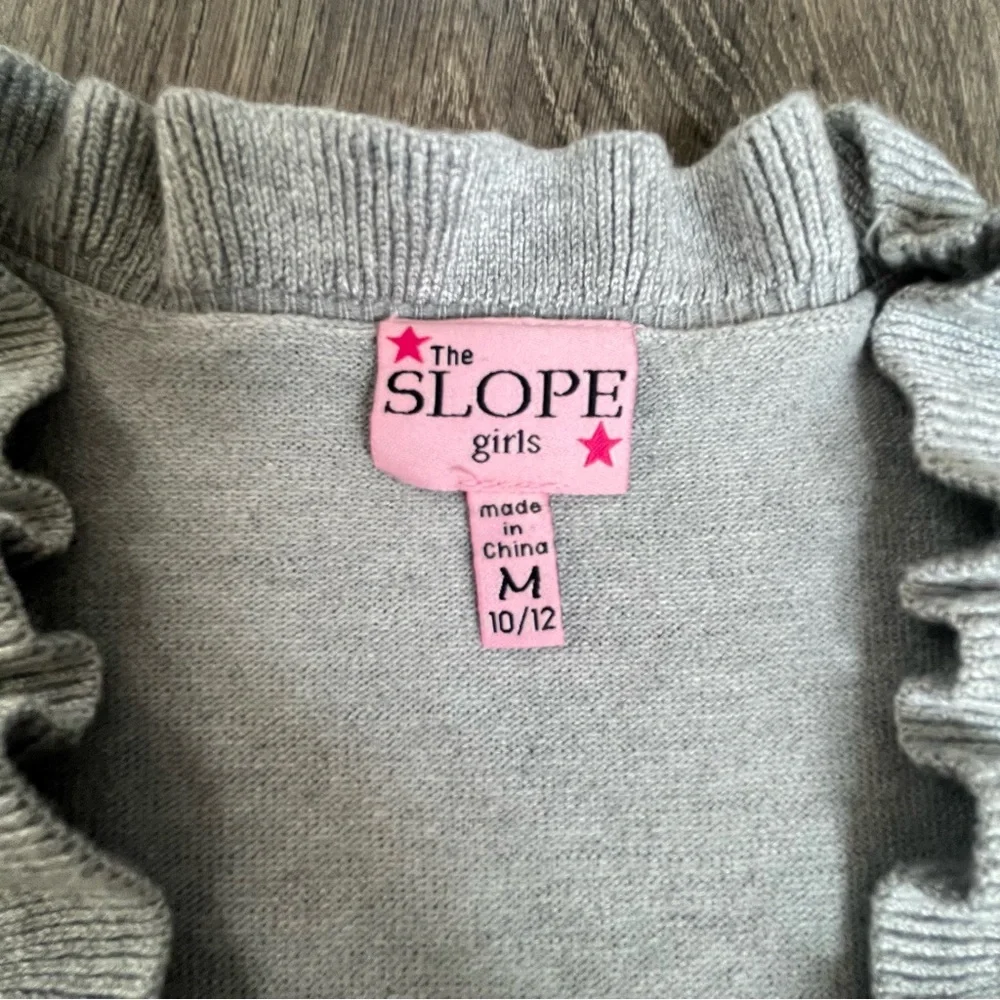 Girls ruffled gray cardigan. - Picture 2 of 6